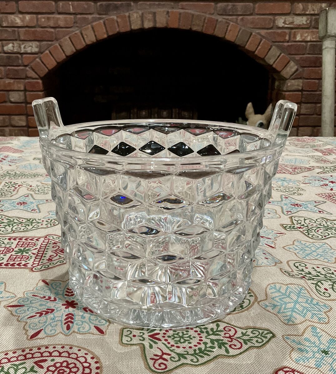 Gorgeous FOSTORIA American clear glass ice bucket with tab handles