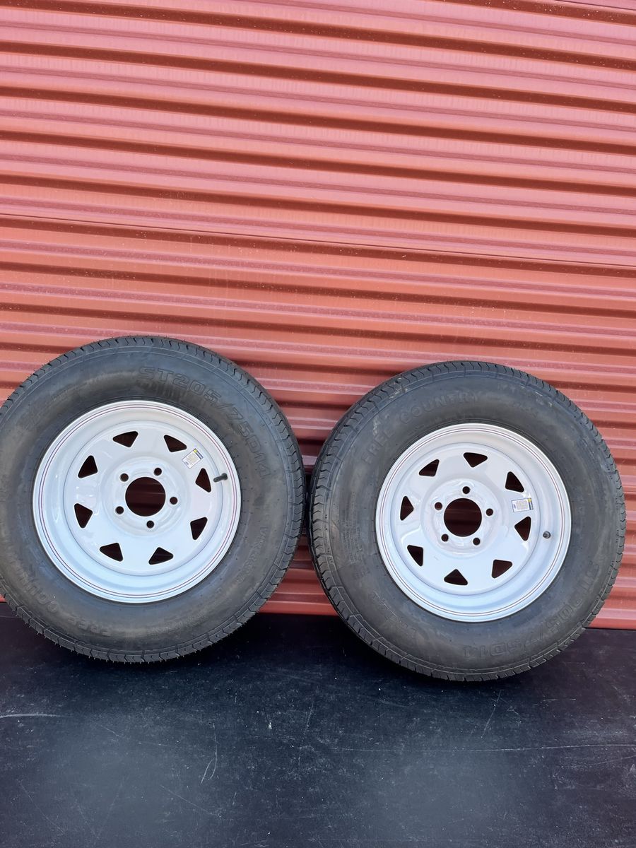 New Set of 2 ST 205/75 D 14 Trailer Tires