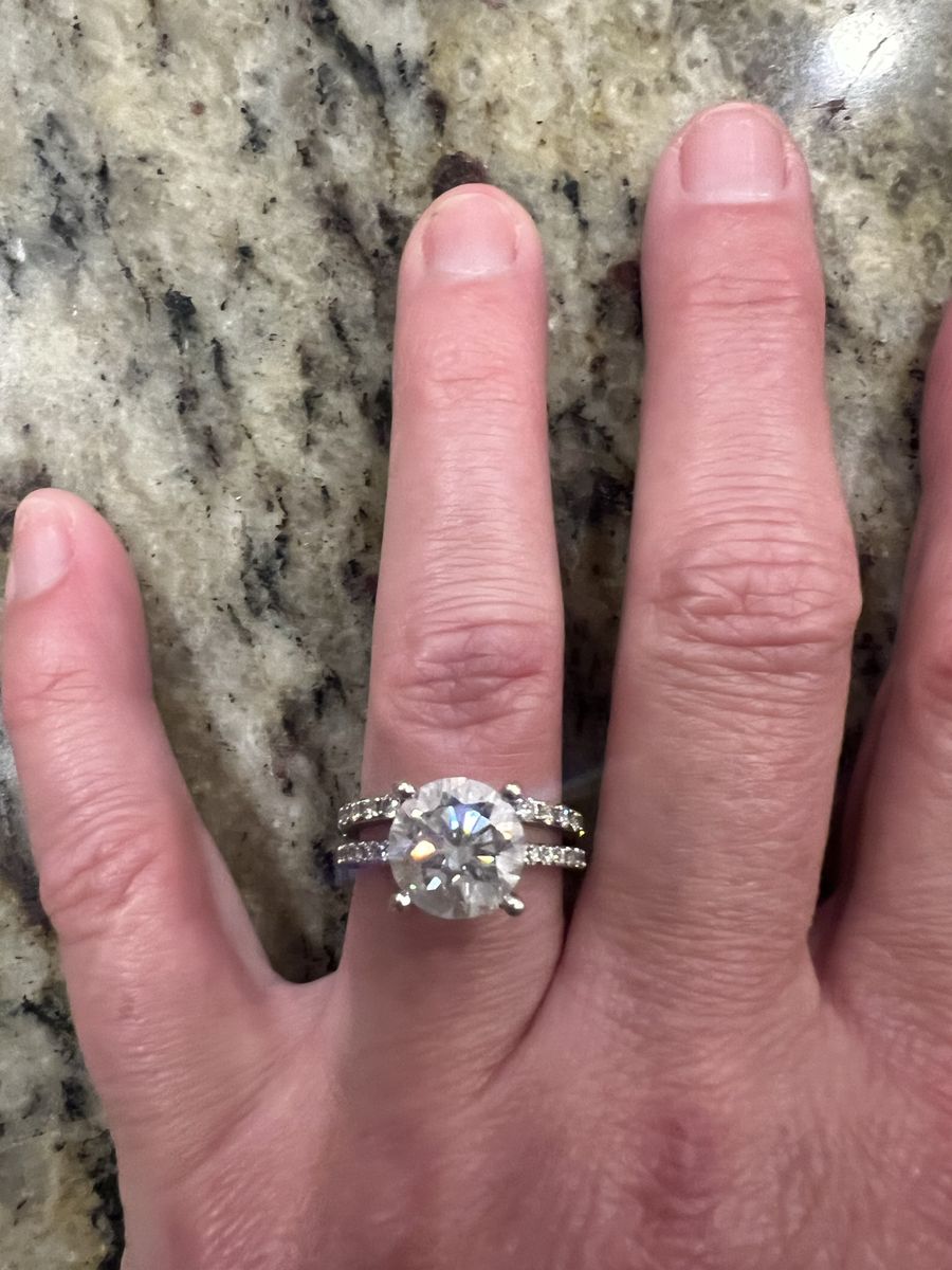 Lab Created Diamond Wedding Ring Set - 3 Carat Round Center Stone