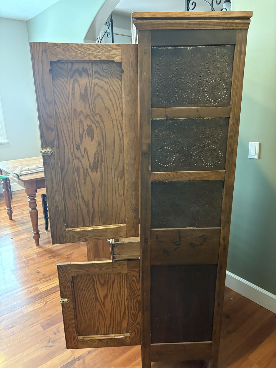 Vintage cabinet with metal inset sides