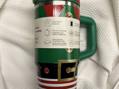 Ashland Christmas Elf 20oz Stainless Steel Insulated Tumbler w/ Handle, Flip Up Straw, Leak-Proof