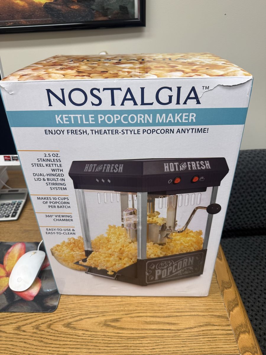 Nostalgia Kettle Popcorn Maker - 2.5 oz Stainless Steel, Makes 10 Cups, Theater-Style Popcorn