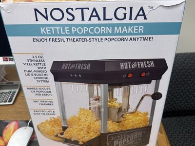 Nostalgia Kettle Popcorn Maker - 2.5 oz Stainless Steel, Makes 10 Cups, Theater-Style Popcorn