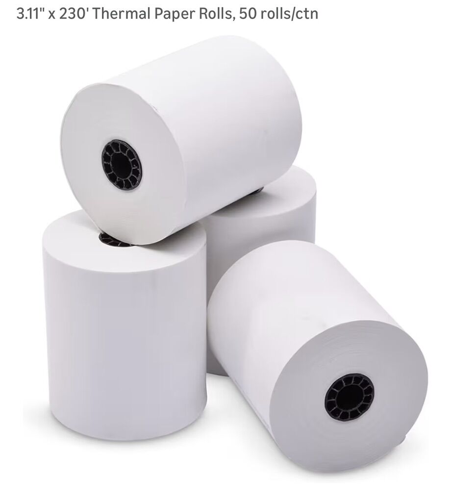 3 1/8 × 230' Thermal Paper Rolls, 50 rolls/ctn