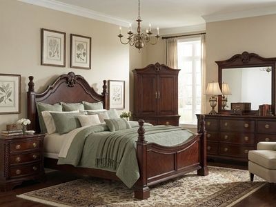 6-Piece Traditional Cherry Wood King Bedroom Set