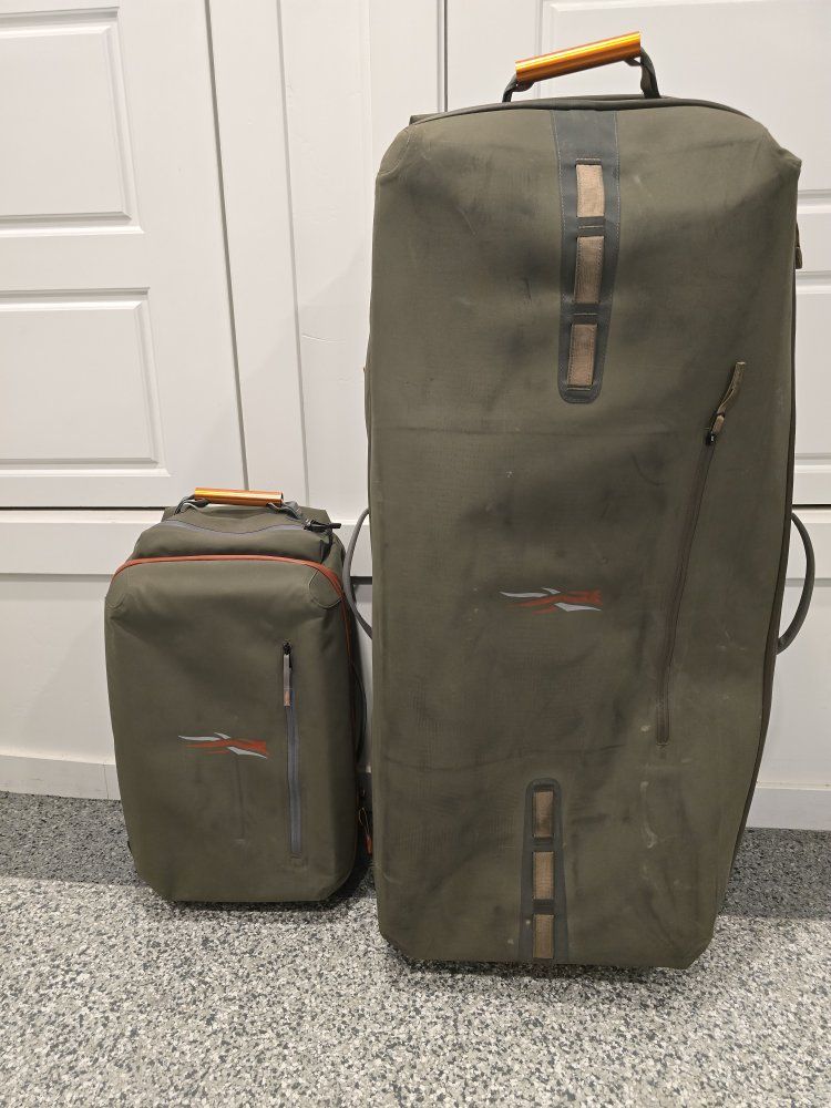 Sitka Gear Rolling Duffle Bags (Set of 2) - Large and Carry-On Size, Olive Green, Water-Resistant
