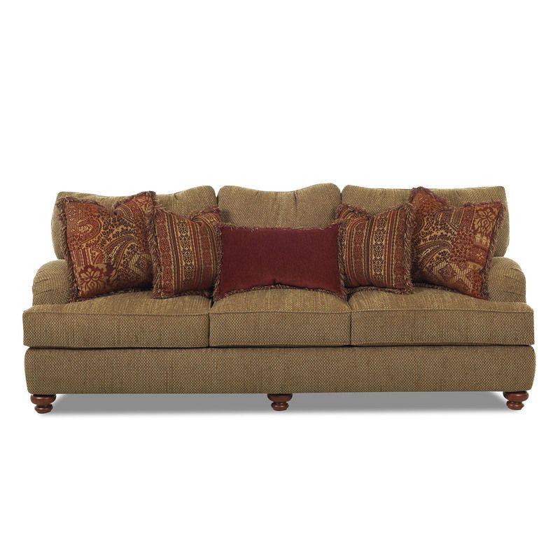Walker K64930 Traditional Upholstered Fabric Sofa with Accent Pillows