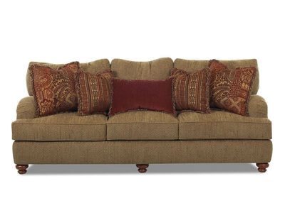 Walker K64930 Traditional Upholstered Fabric Sofa with Accent Pillows