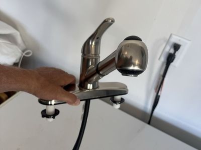 RV Stainless Steel Pull-Down Kitchen Faucet with water saver button