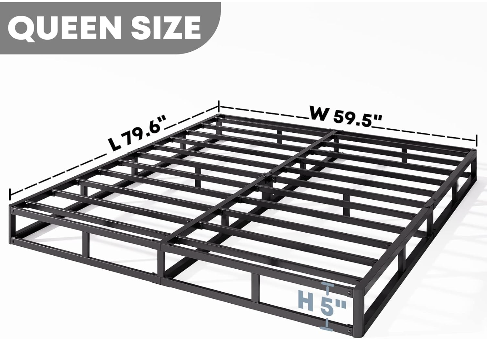 New in box, 5 inch Low Profile Queen-Size Box-Spring Only, Heavy Duty Metal with Fabric Cover