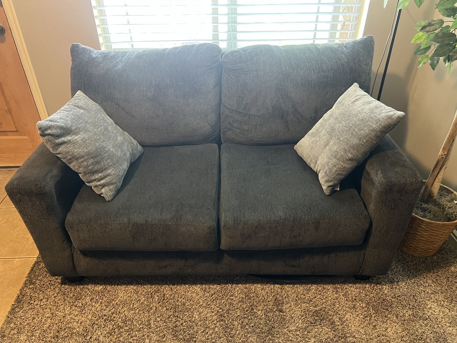 Comfortable Dark Grey Loveseat