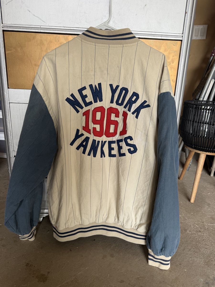 Vintage Mirage New York Yankees 1961 World Series Varsity Jacket Men's XL Beige/Blue