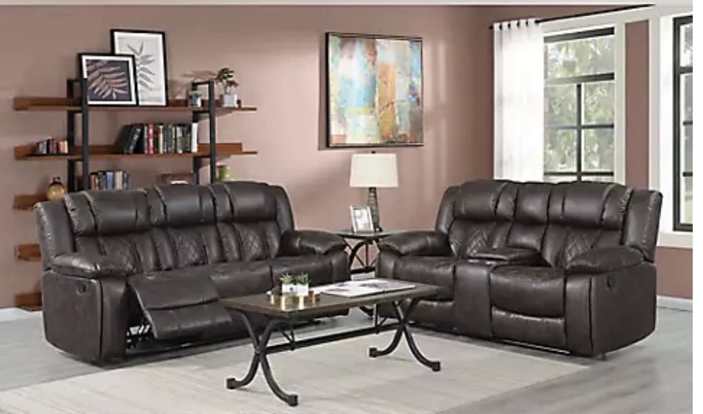 BRAND NEW! Reclining Brown Sofa Loveseat