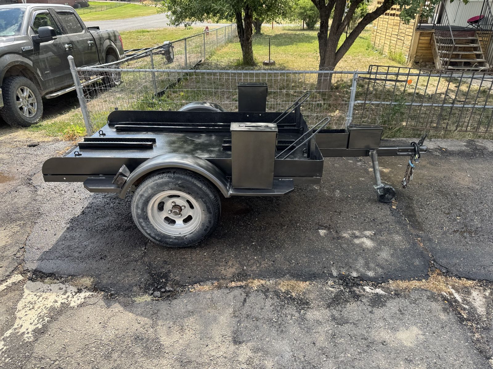 Heavy-Duty Motorcycle Utility Trailer - Black, Single Axle, All-Steel Construction