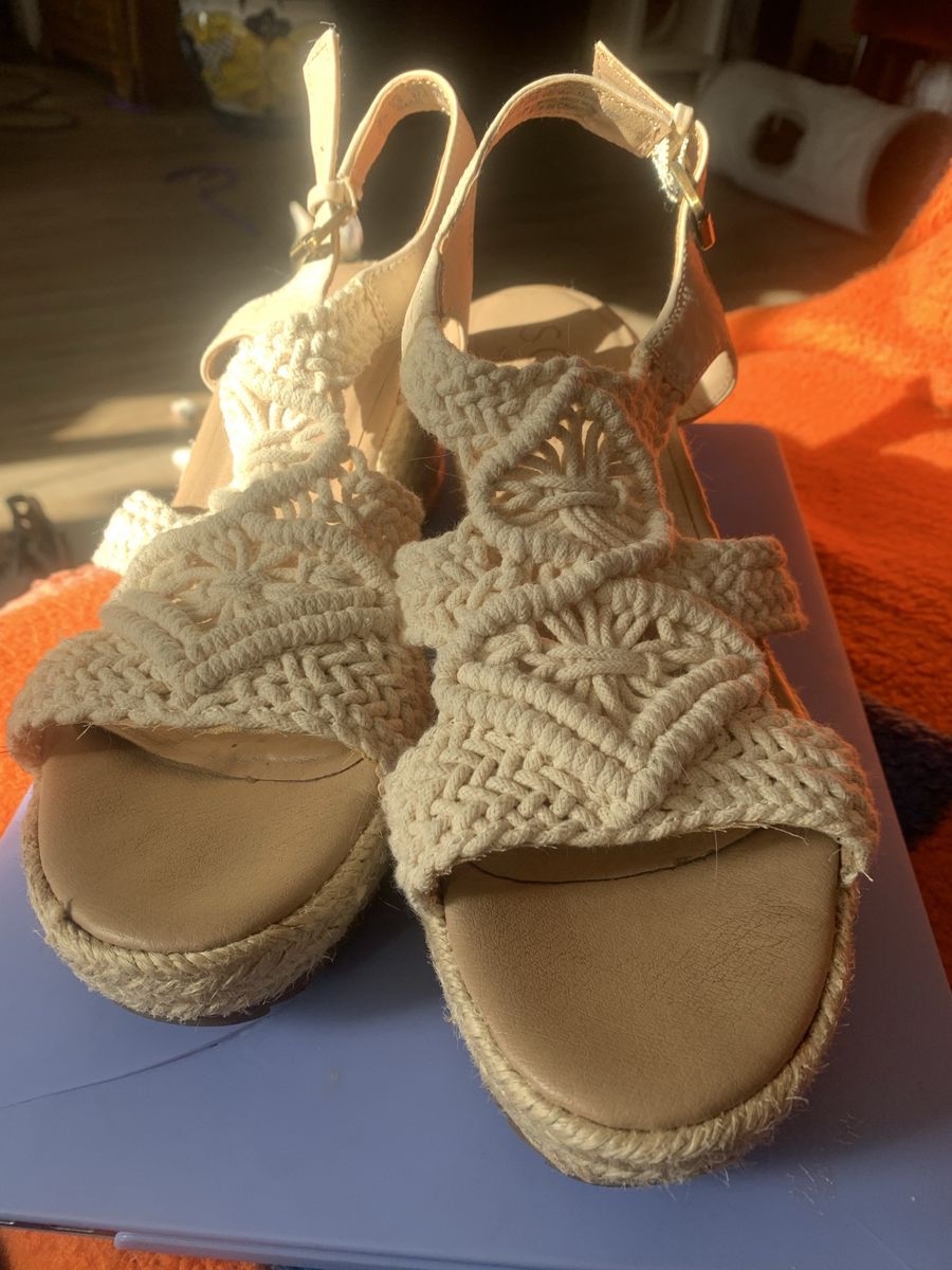 Naturalizer Cream Macrame Woven Espadrille Wedge Sandals Size 7