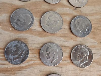 Lot of 10 Eisenhower Uncirculated Silver Dollar Coins 1972 & 1974 - Collectible US Currency