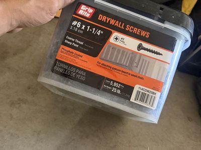 Grip Rite #6 x 1-1/4" Coarse Thread Sharp Point Phosphate Coated Drywall Screws, 25 lb.