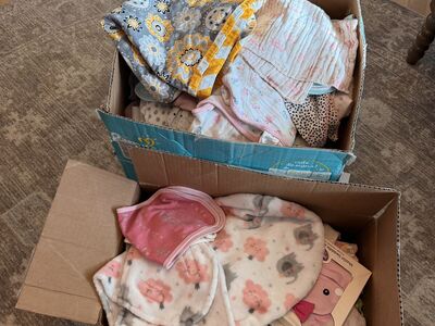 Large Bundle Baby Girl Clothes, Swaddles, Burp Clo