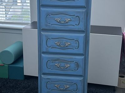 Vintage Blue 6-Drawer Tallboy Lingerie Chest