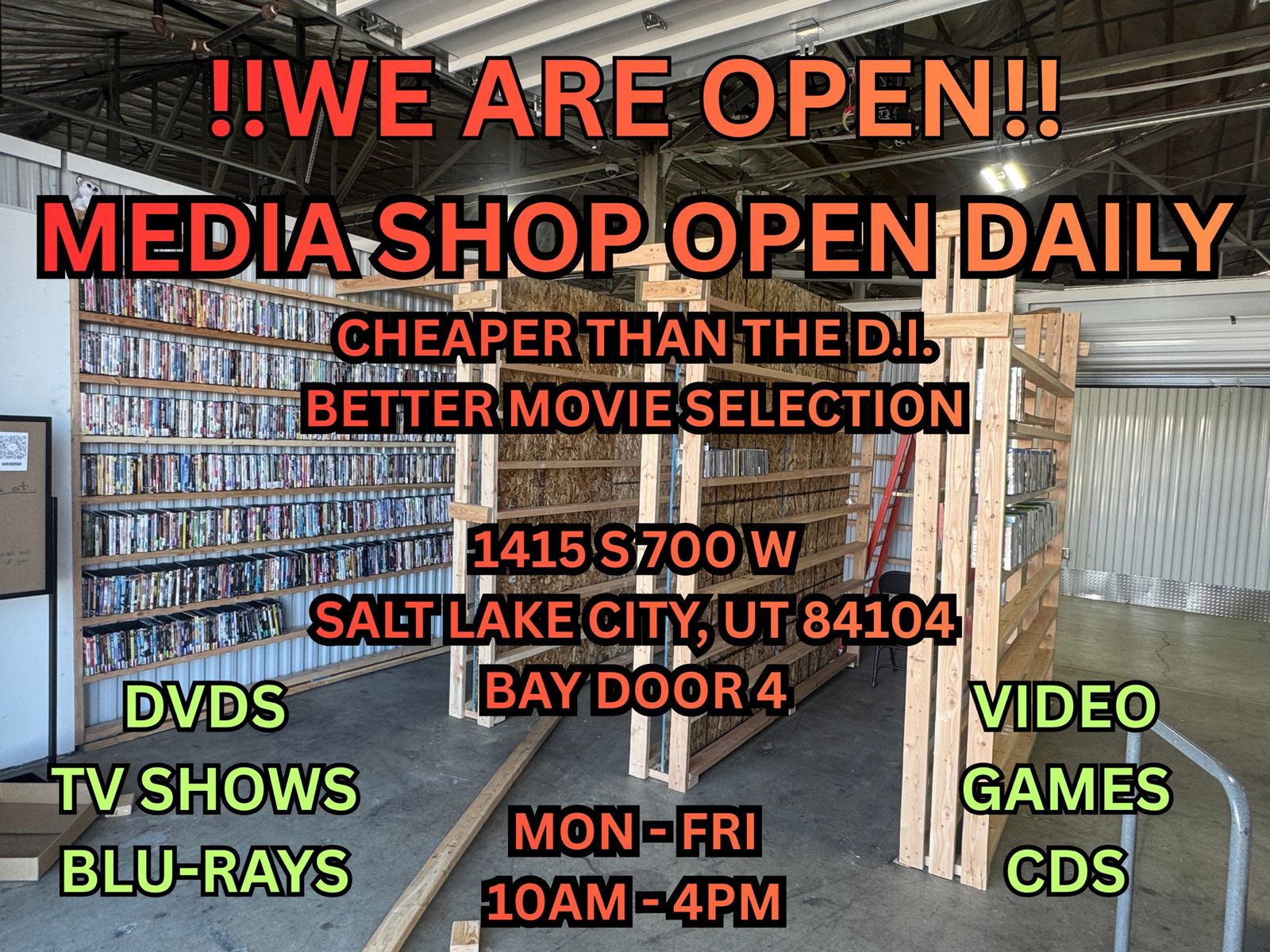Media Shop Open Daily - DVDs Blu-Rays, Video Games, CDs