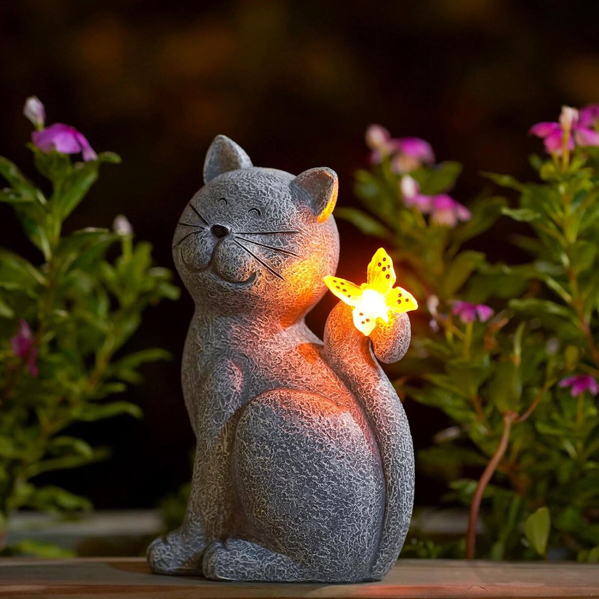NEW Cat Outdoor Statues for Garden: Outside Decor with Butterfly