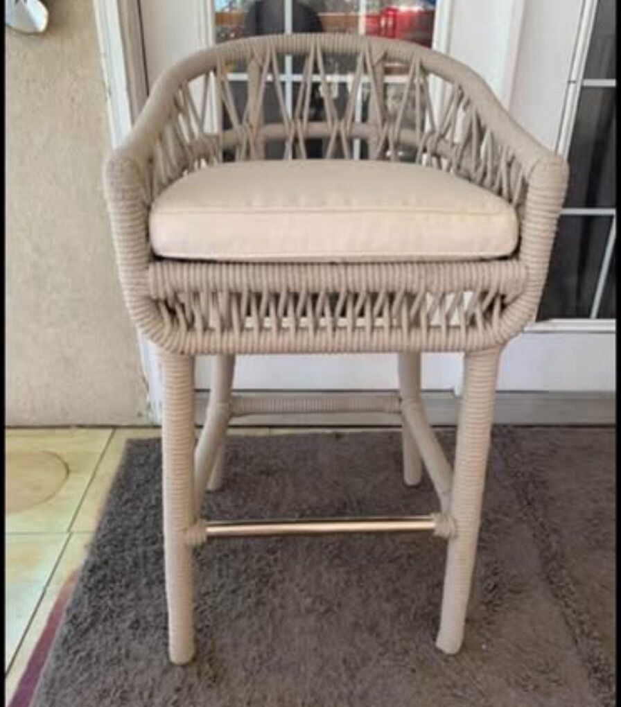 SUNSET WEST ROPE BAR STOOL In linen canvas