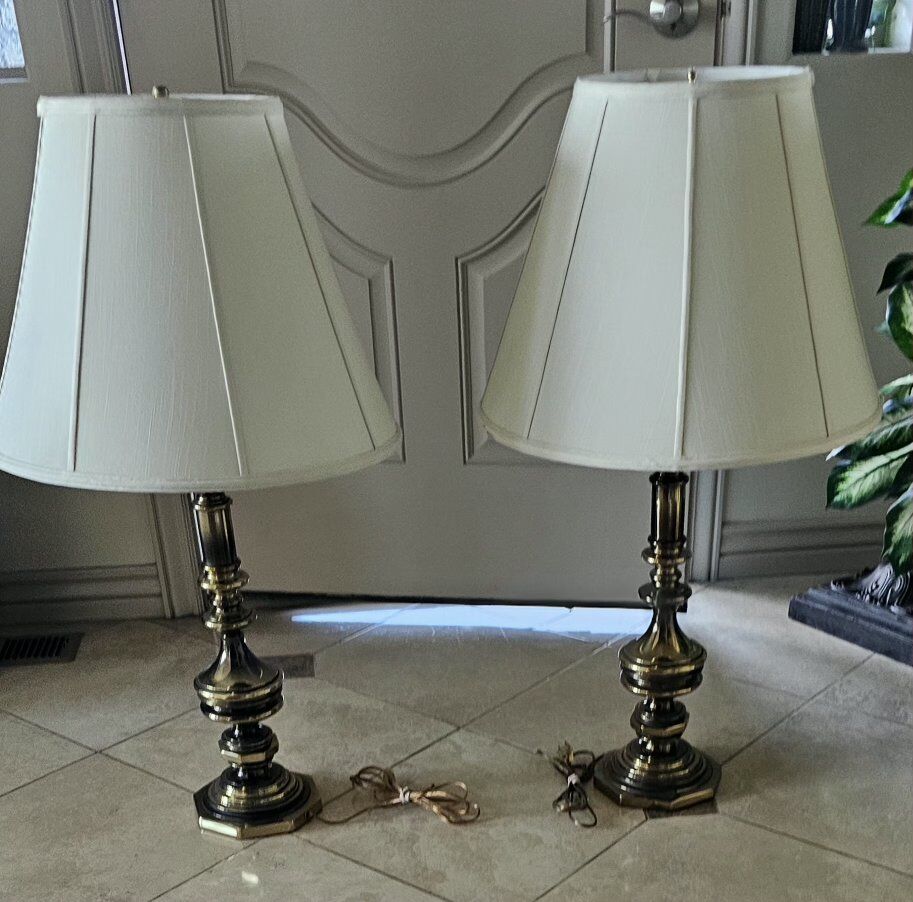 Pair of Vintage Brass Lamps 35"H18"W