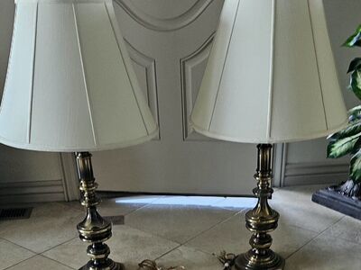 Pair of Vintage Brass Lamps 35"H18"W