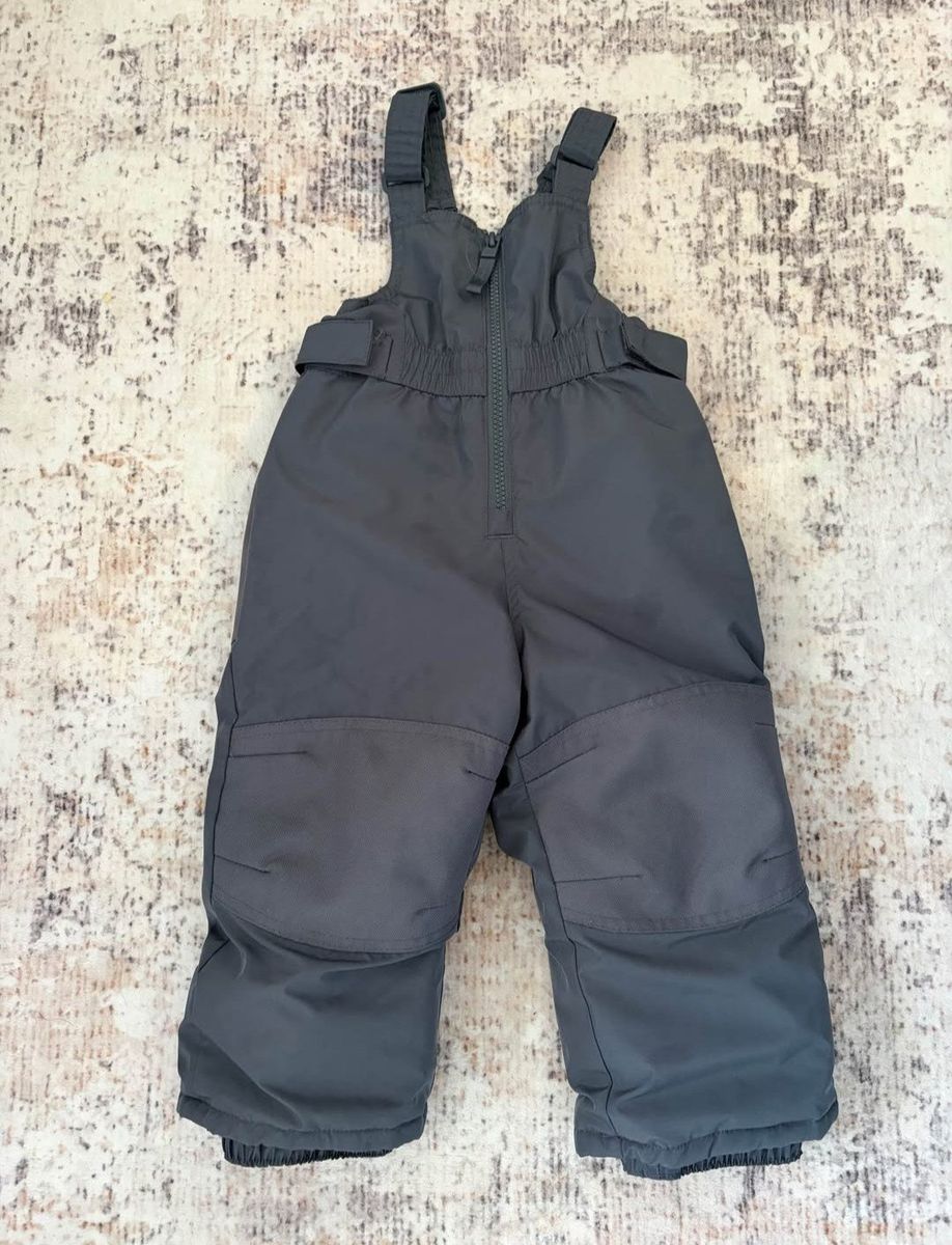 Toddler Winter Snow Bib Overalls | Dark Gray | Size 18M | Snowsuit Pants