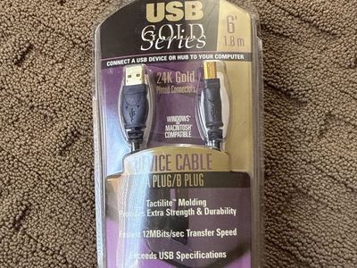 Belkin USB Gold Series A/B Plug Cable, 6ft (1.8m), 24K Gold Plated Connectors, Lifetime Warranty