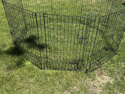 Large Black Metal Outdoor Pet Playpen/Exercise Pen with Door - Secure & Portable Pet Enclosure