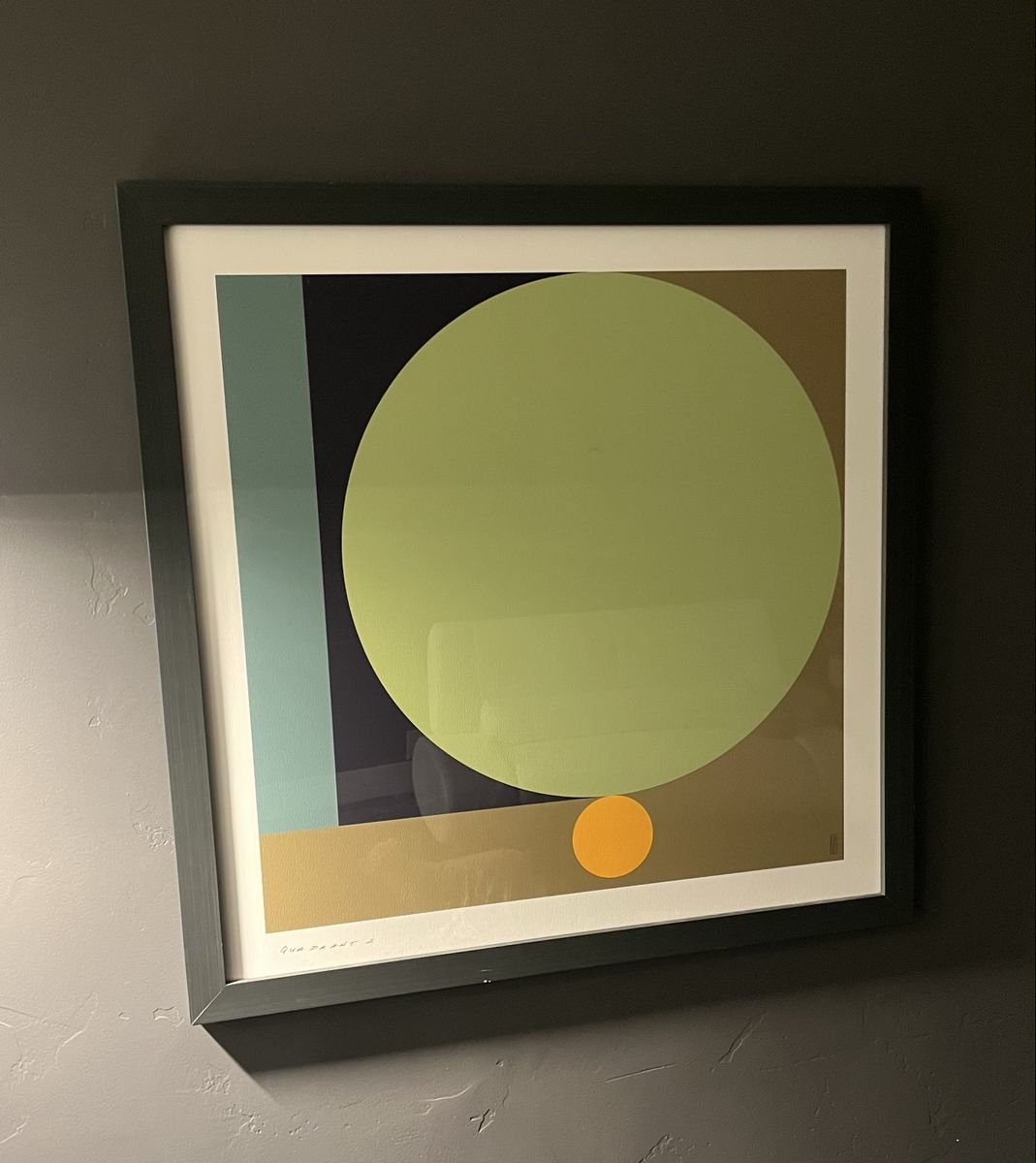 Abstract Geometric Wall Art with Circles and Squares in Black Frame 34x34