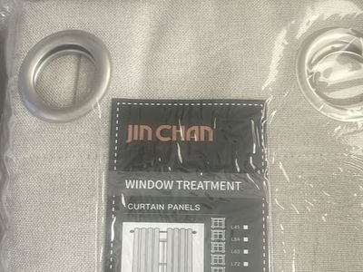 JIN CHAN Linen Look Grommet Curtain Panels - Beige/natural/oatmeal, several sets