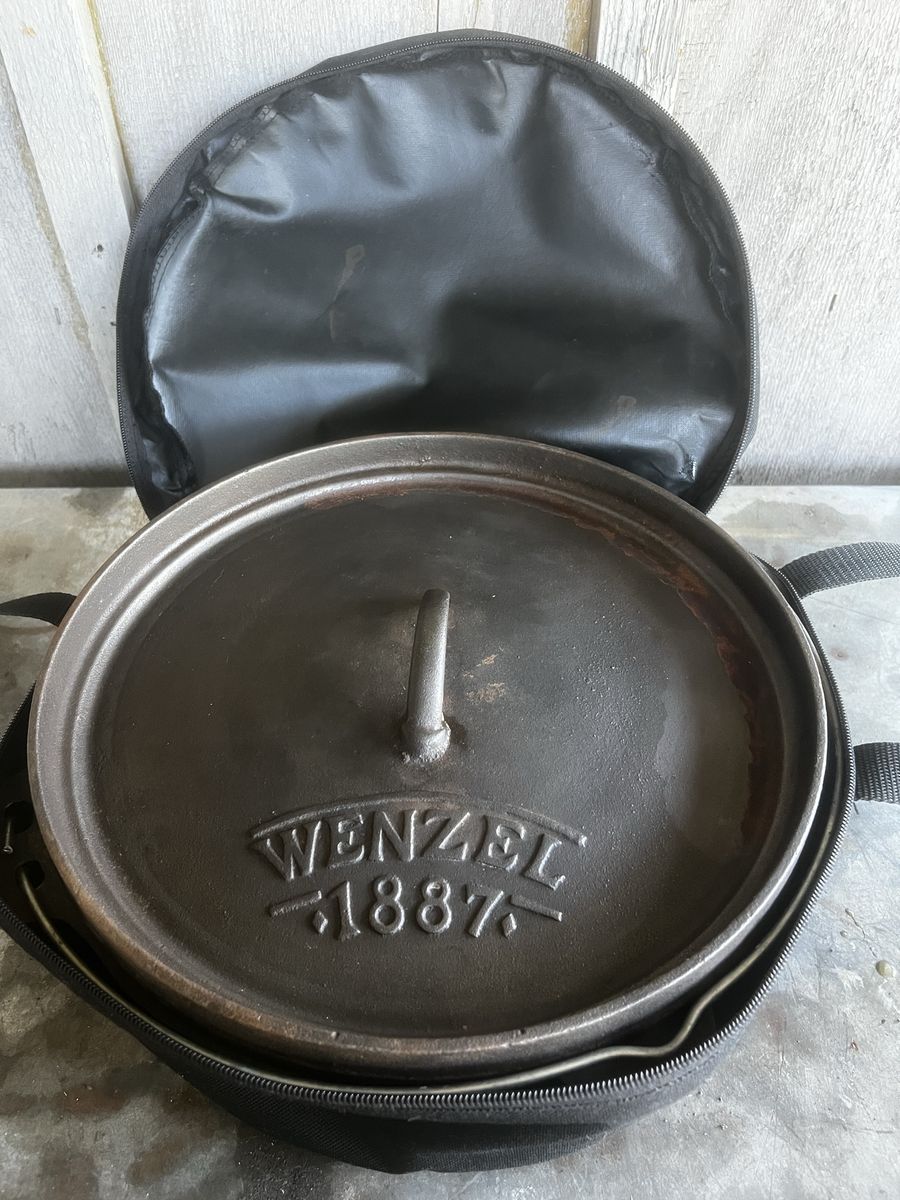 Wenzel 1887 Cast Iron Dutch Oven - Camping Cookware with Carry Case