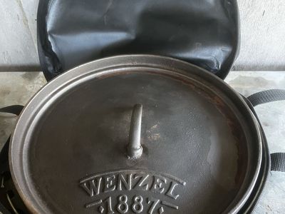 Wenzel 1887 Cast Iron Dutch Oven - Camping Cookware with Carry Case