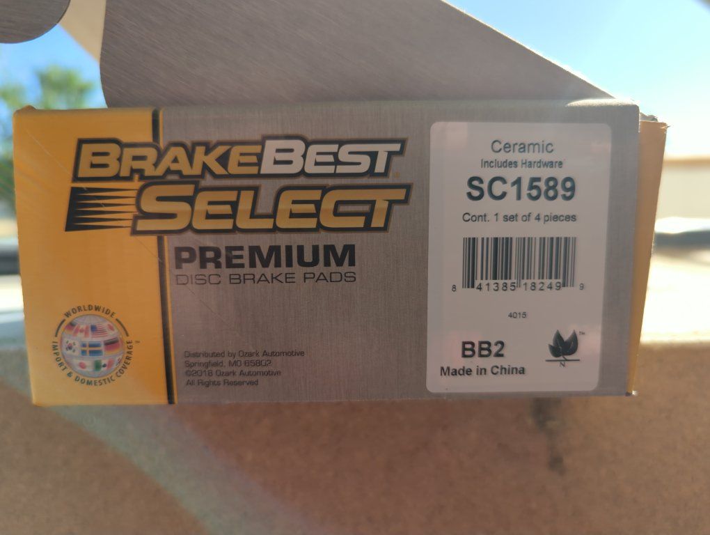 BrakeBest Select Premium Ceramic Disc Brake Pads SC1589 (Set of 4) with Hardware