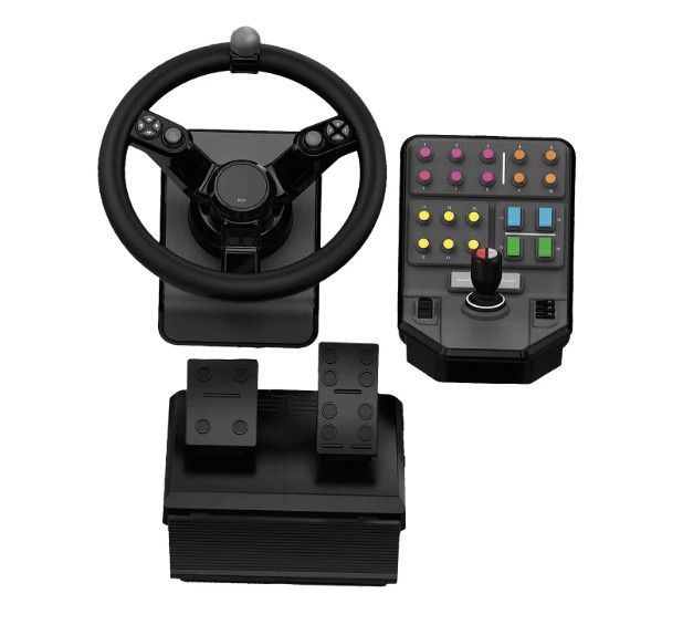 Logitech G Heavy Equipment Bundle Simulation Wheel, Pedals and Side Panel Control Deck