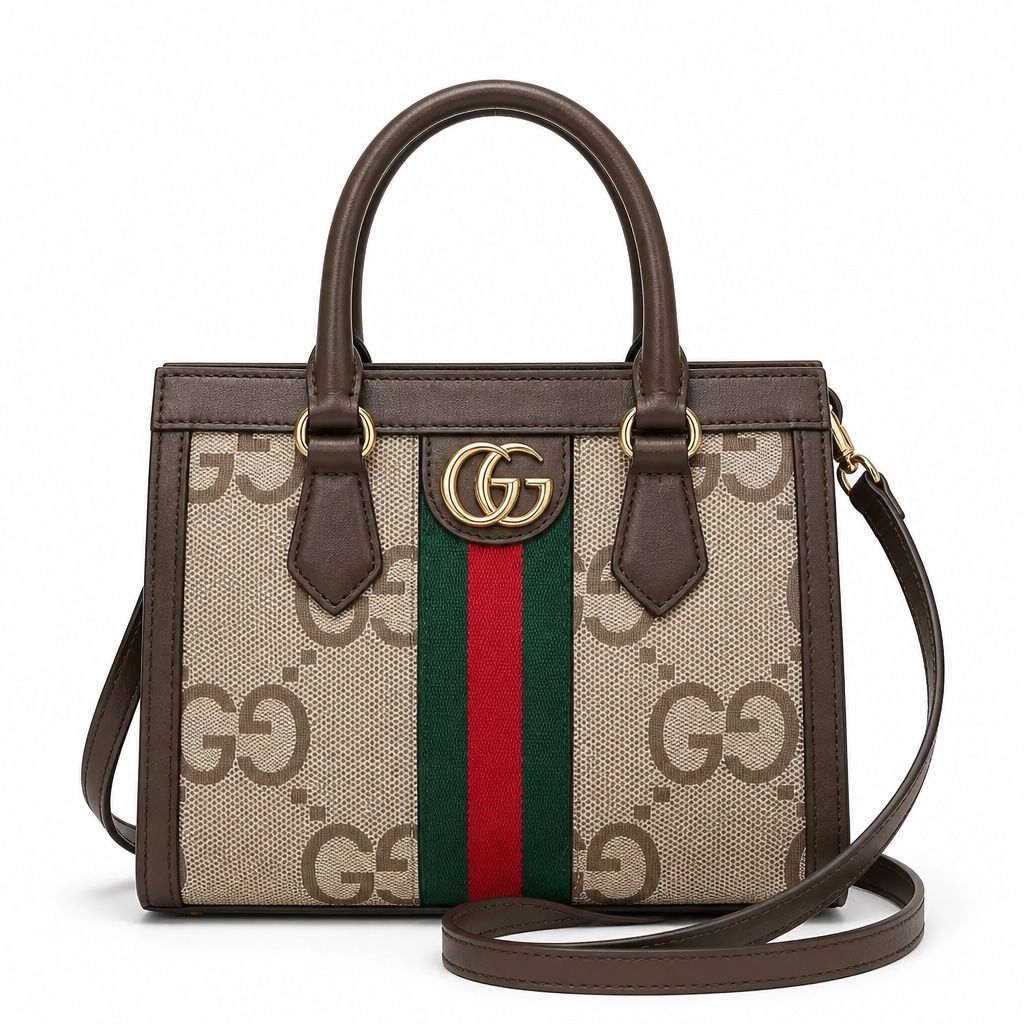 Jumbo GG Small Tote Bag Beige Ebony Canvas Leather