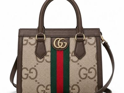 Jumbo GG Small Tote Bag Beige Ebony Canvas Leather