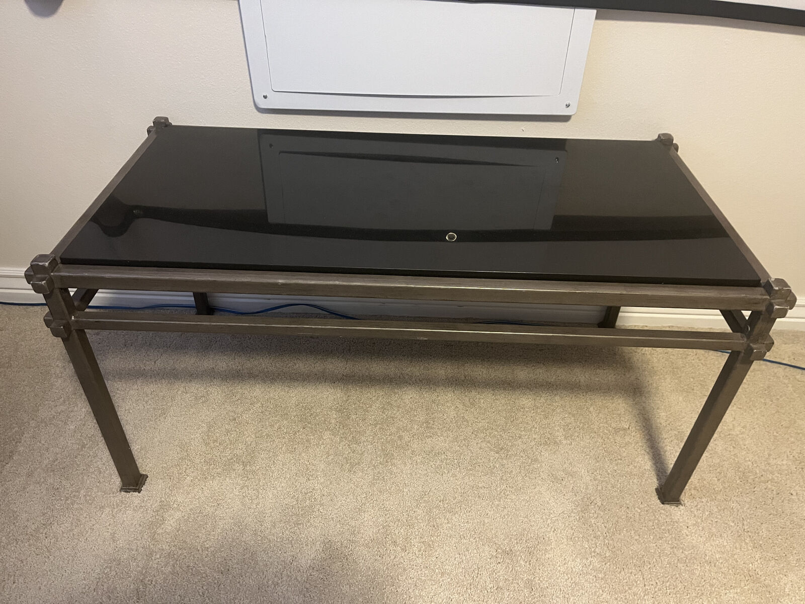 Black Granite Accent Coffee Table or Side Table with Steel Frame