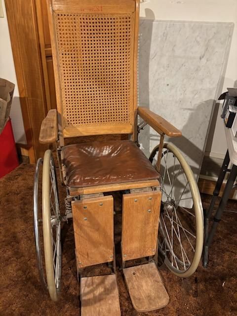 Vintage Mount Zion Hospital Wooden Wheelchair