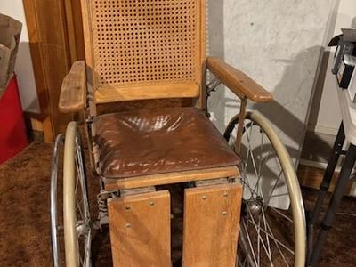 Vintage Mount Zion Hospital Wooden Wheelchair