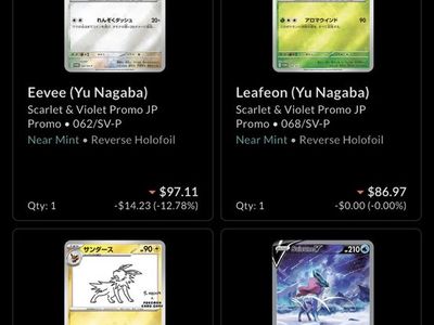 Pokemon Eevee, Leafeon, Jolteon (Yu Nagaba) & Suicune V Promo Cards - Near Mint Holofoils