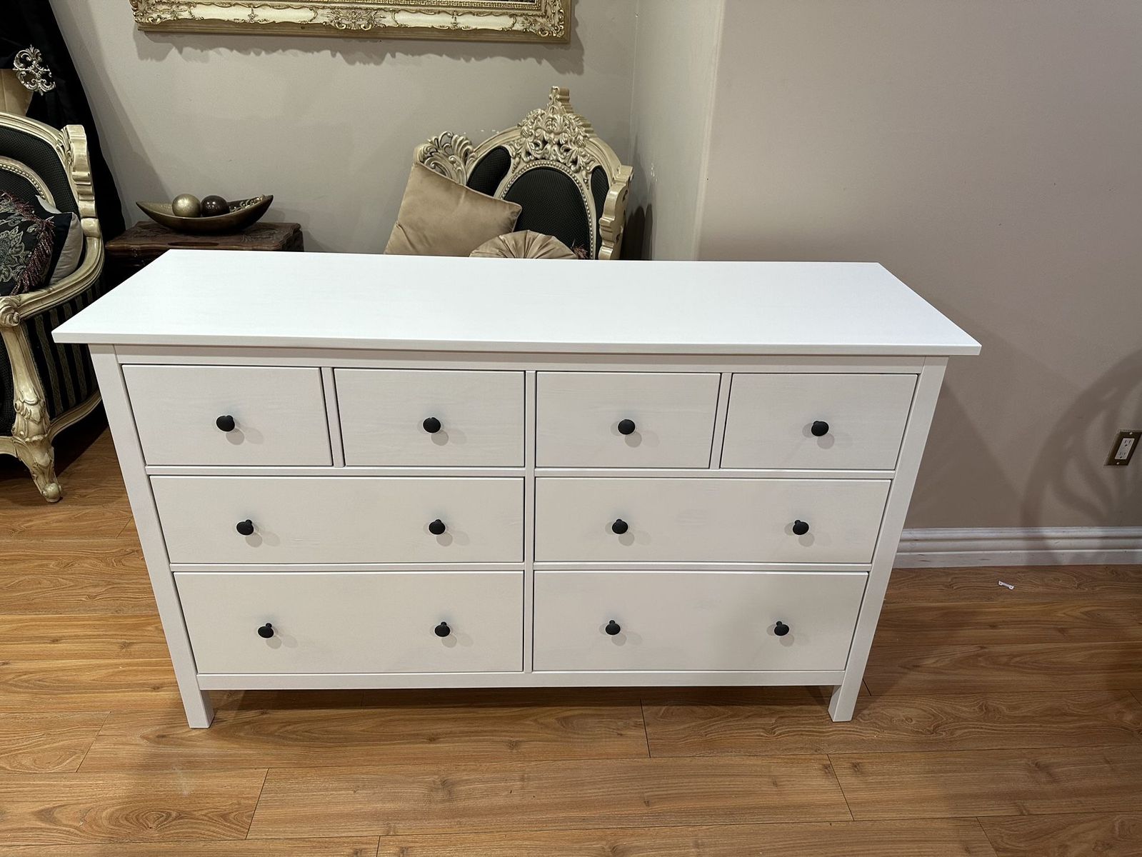 IKEA HEMNES 8-Drawer Dresser, White Stain, 63" Wide - Good Condition