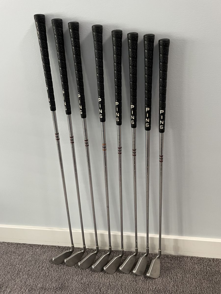 Set of 8 Vintage PING ZING KARSTEN Black Dot Steel Shaft Golf Clubs