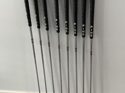 Set of 8 Vintage PING ZING KARSTEN Black Dot Steel Shaft Golf Clubs