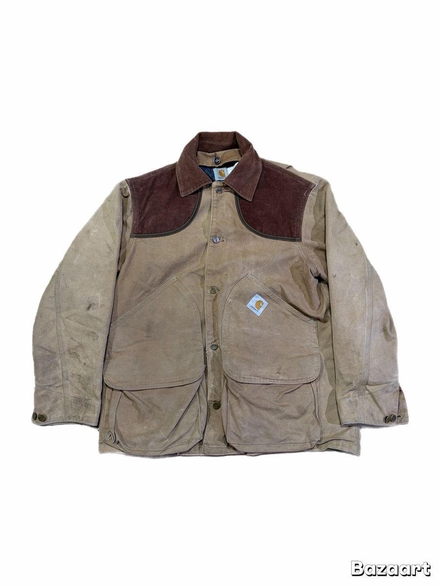 Vintage Carhartt Canvas Chore Coat with Corduroy Collar size large 