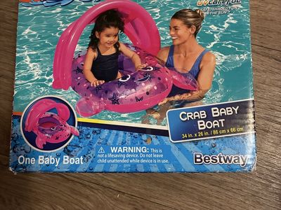 Bestway H2O GO! Crab Baby Boat Inflatable Float with Canopy 6-18M