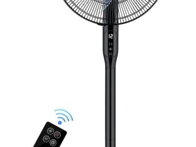 Quiet 16” Oscillating Pedestal Fan with Remote Control, 12 Speeds, 12-Hour Timer, Adjustable Height