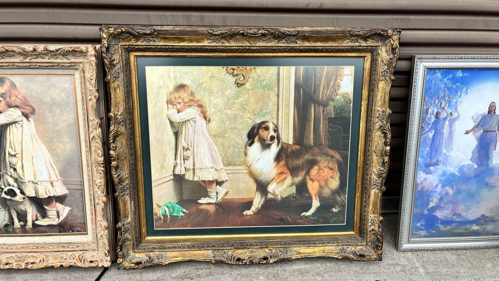 Vintage "A Special Friend" Print by Charles Burton Barber - Ornate Gold Frame, Little Girl & Dog Art